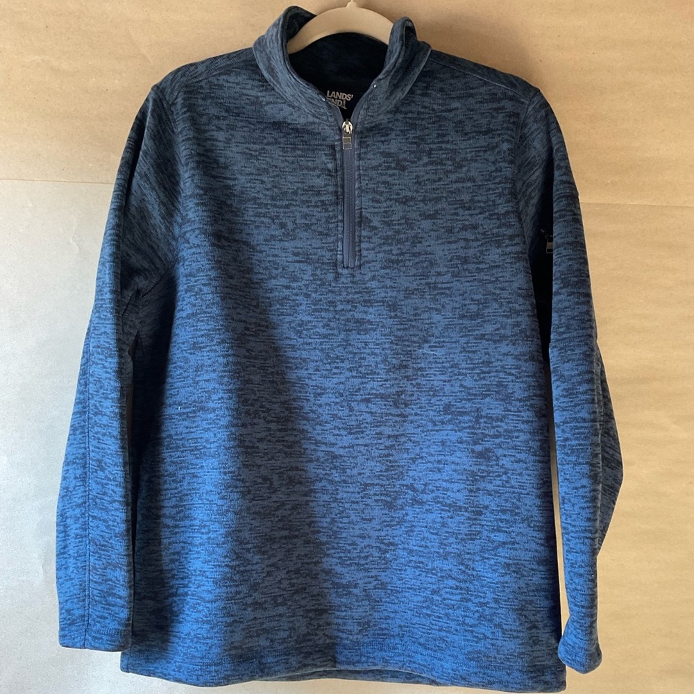 Lands' End Navy Quarter-Zip Top. Size L.